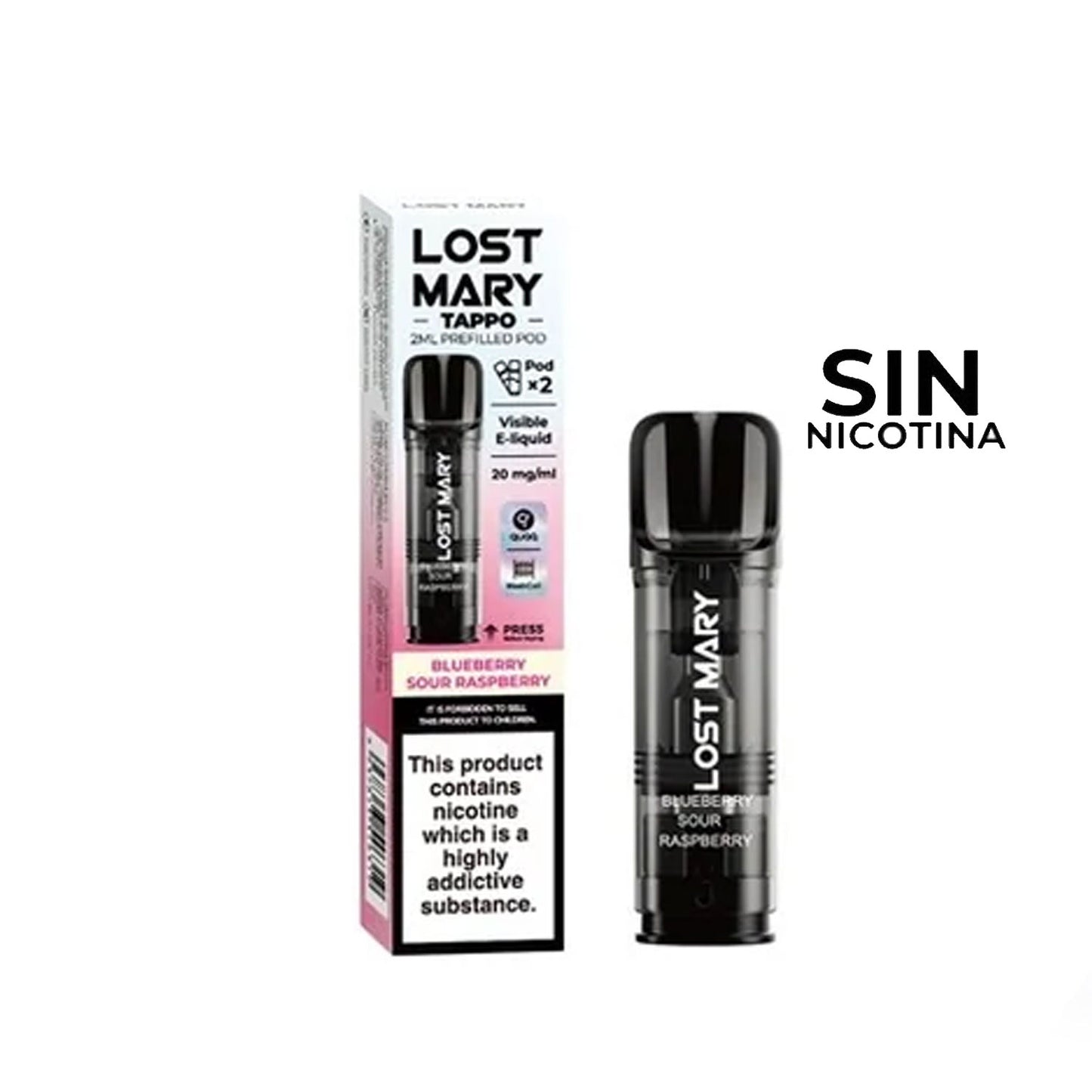 Pack 2 Cápsulas Pod Lost Mary Tappo Air Blueberry Sour Raspberry | Sin Nicotina