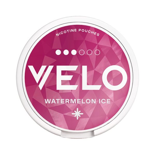 Bolsas de nicotina Velo Watermelon Ice 3 Puntos con diseño moderno y sabor refrescante de sandía.