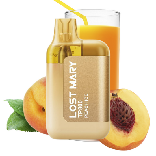 "Lost Mary TP800 Peach Ice – Sabor dulce de durazno y frescura de hielo en un vape desechable"